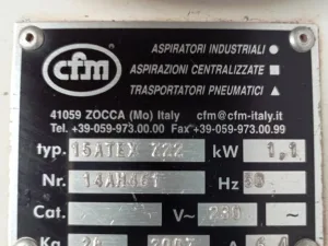 ASPIRATORE INDUSTRIALE – CFM – MOD. 15 ATEX Z22