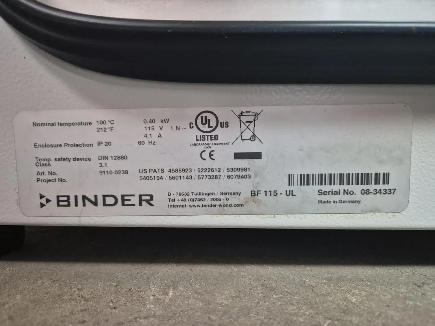 Binder BF115 UL Incubator - 7