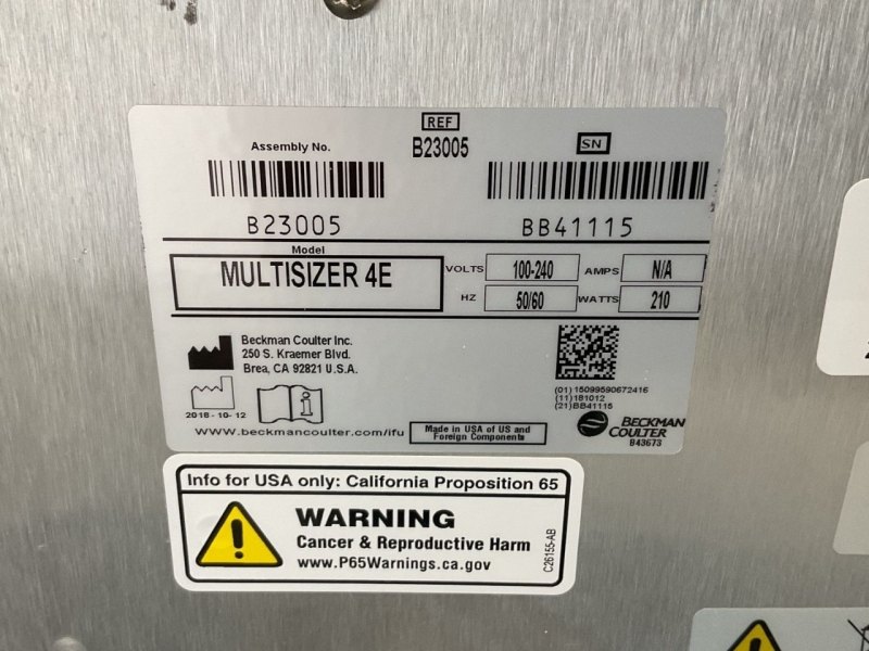 Beckman Coulter Multisizer 4e - Quality control