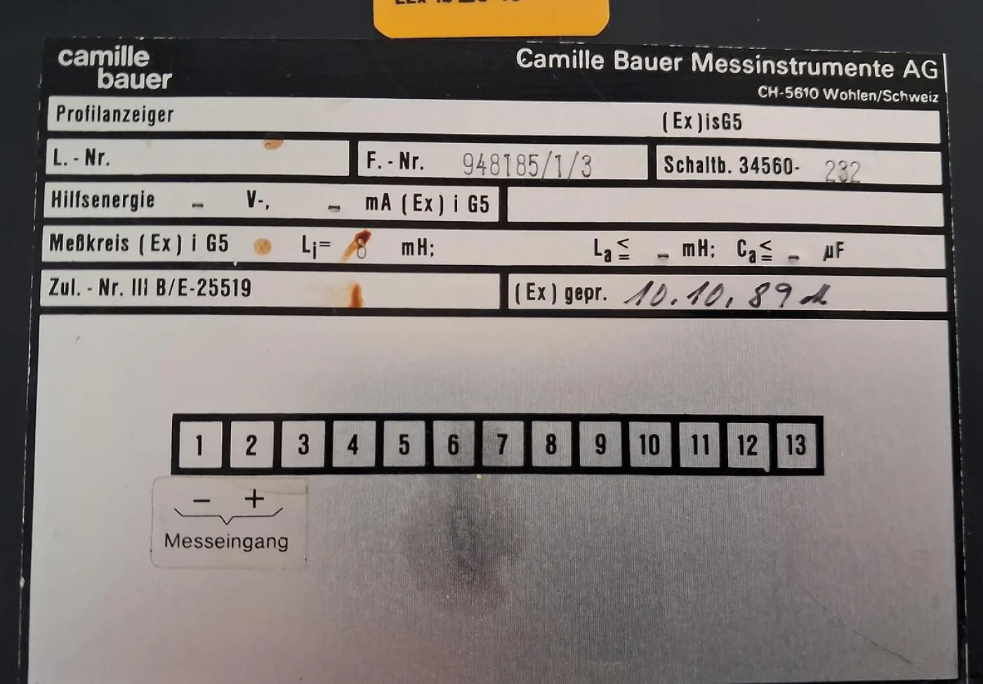 Camille Bauer Drehspulinstrument 4–20 mA 0–6 × 1000 l/h Panel Meter - 6