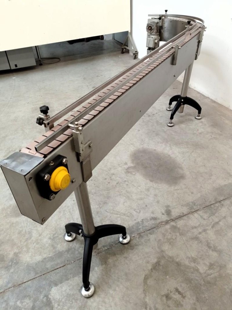 NASTRO TRASPORTATORE CURVO A 90° IN ACCIAIO INOX