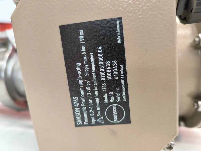 PROPORTIONAL CONTROL VALVE SAMSON 3271 WITH PNEUMATIC ACTUATOR SAMSON 4765 UNUSED