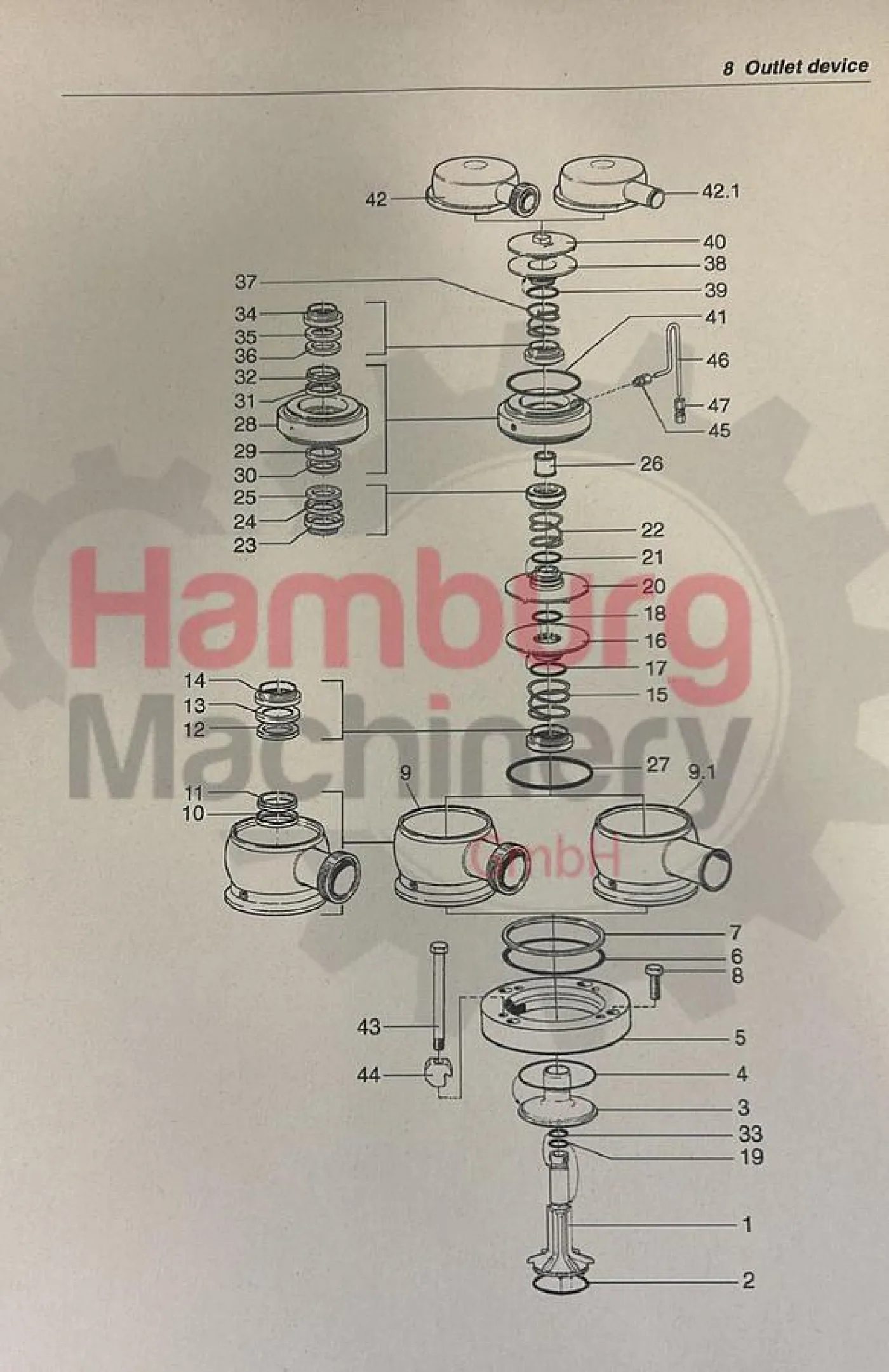 Unused Complete Outlet Triclamp including Outlet Pipe + Sleeves + Impellors Tetra Pak BM618 / BM714 Bactofuge - 7