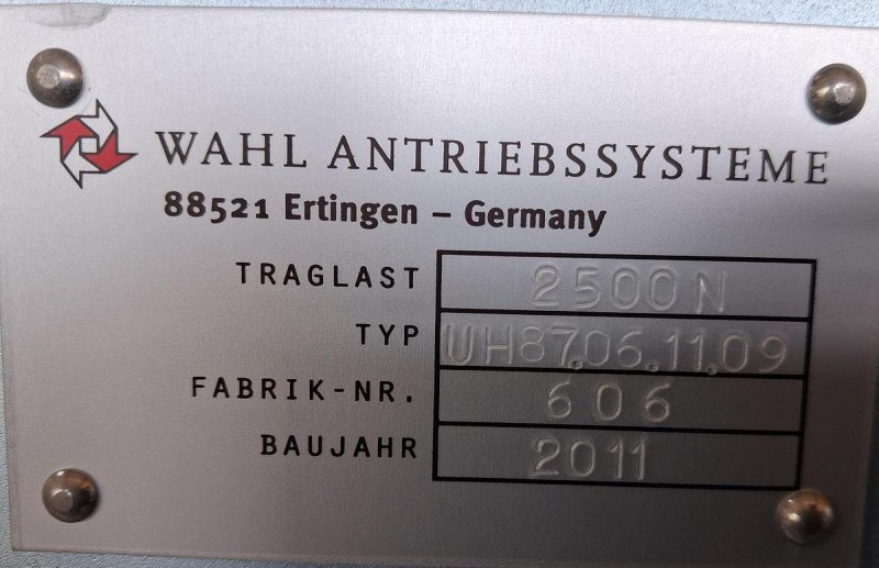 Wahl Antriebssysteme Hubvorrichtung 2500 N