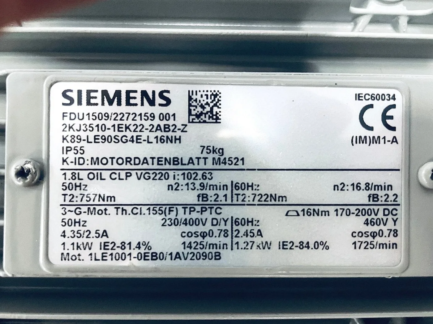 Siemens Getriebemotor K89-LE90SG4E-L16NH - 4