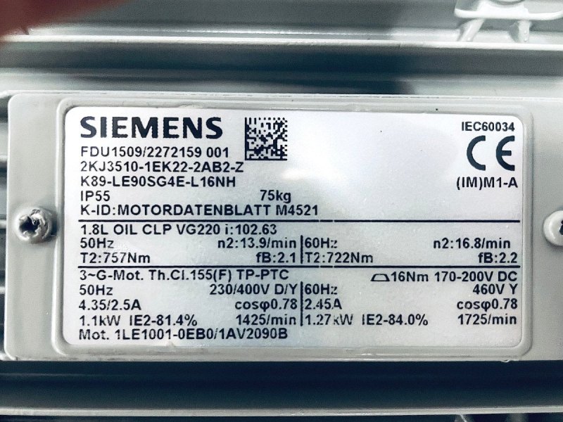 Siemens Getriebemotor K89-LE90SG4E-L16NH