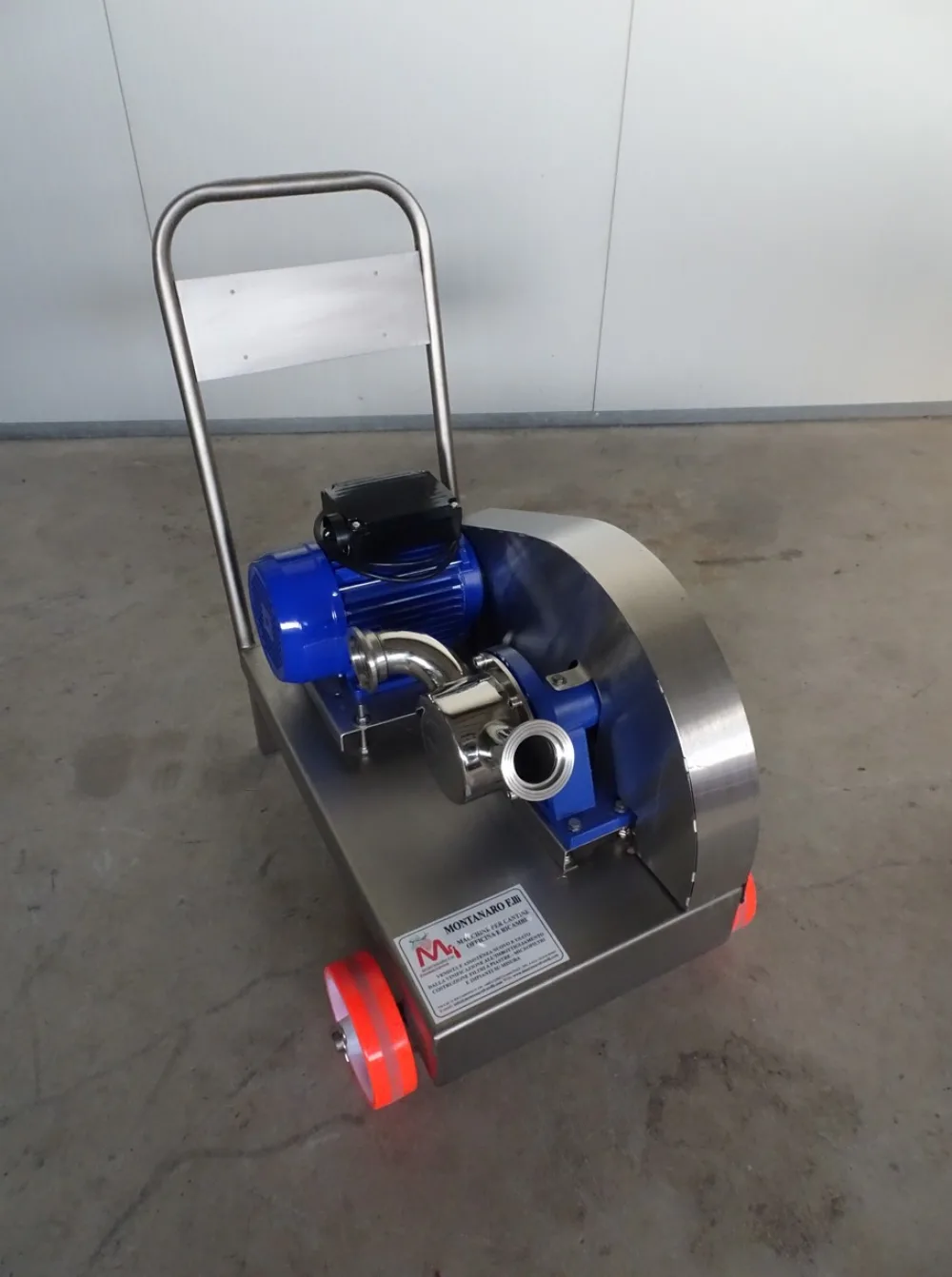 PUMP – ELECTRIC PUMP IN STAINLESS STEEL WITH FOOD NEOPRENE IMPELLER MOD. EURO 50 ONE SPEED WITH REDUCTION PULLEY SINGLE PHASE 220 VOLT NEW MACHINE