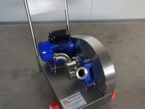 PUMP – ELECTRIC PUMP IN STAINLESS STEEL WITH FOOD NEOPRENE IMPELLER MOD. EURO 50 ONE SPEED WITH REDUCTION PULLEY SINGLE PHASE 220 VOLT NEW MACHINE
