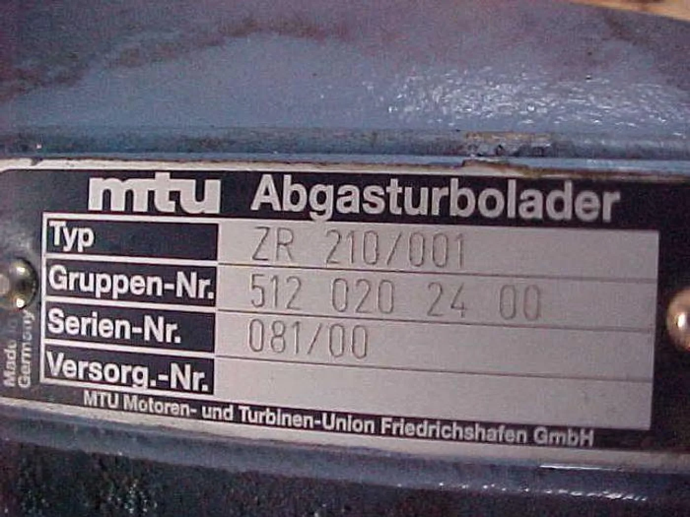MTU ZR 210/001 TURBOCHARGERS - 5