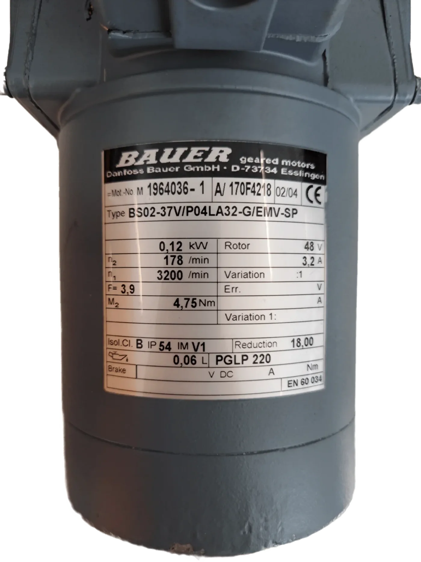 Bauer Danfoss Bauer GmbH BS02-37V/P04LA32-G/EMV-SP - 2