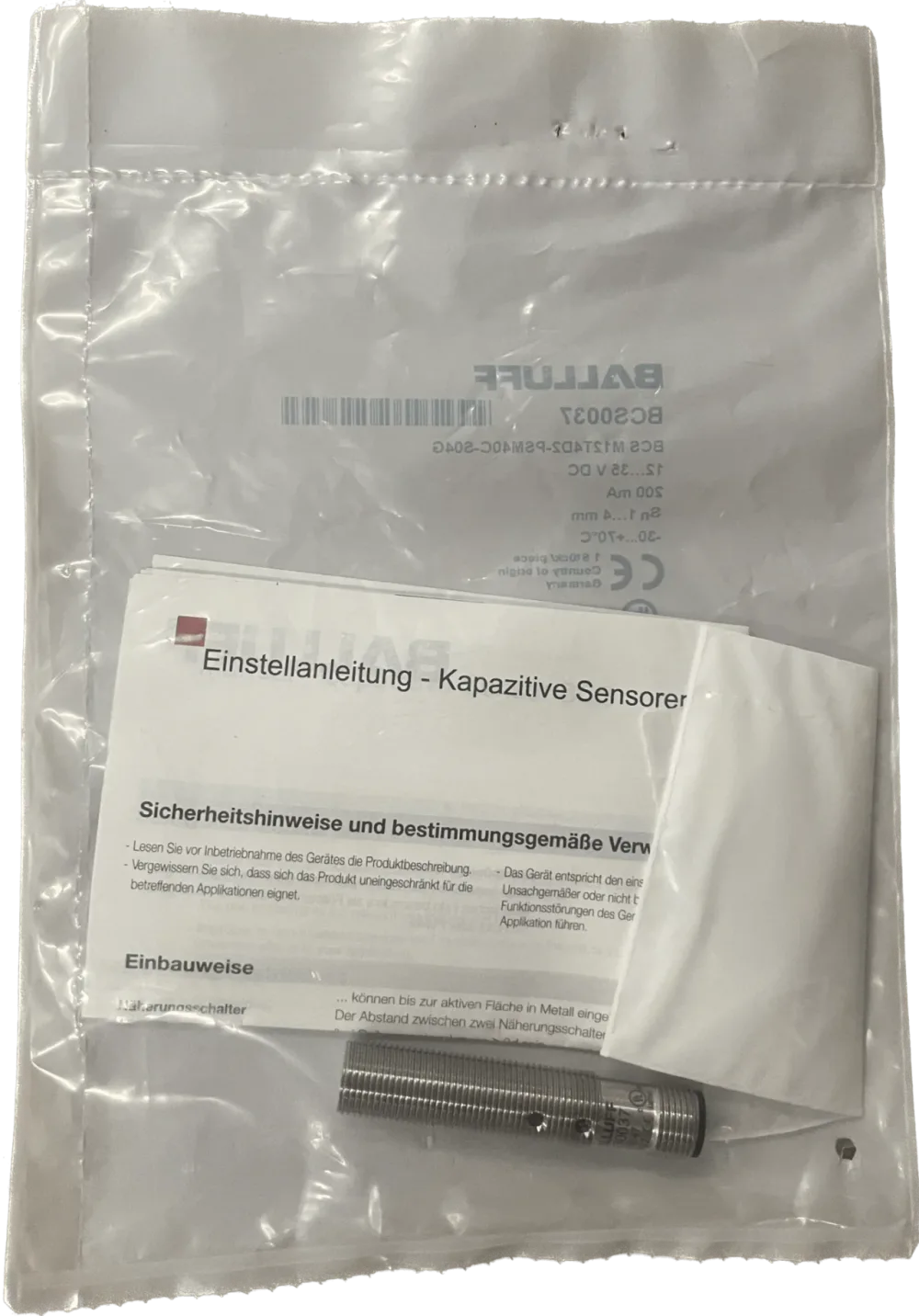 BALLUFF Kapazitive Sensoren zur Objekterkennung BCS M12T4D2-PSM40C-S04G