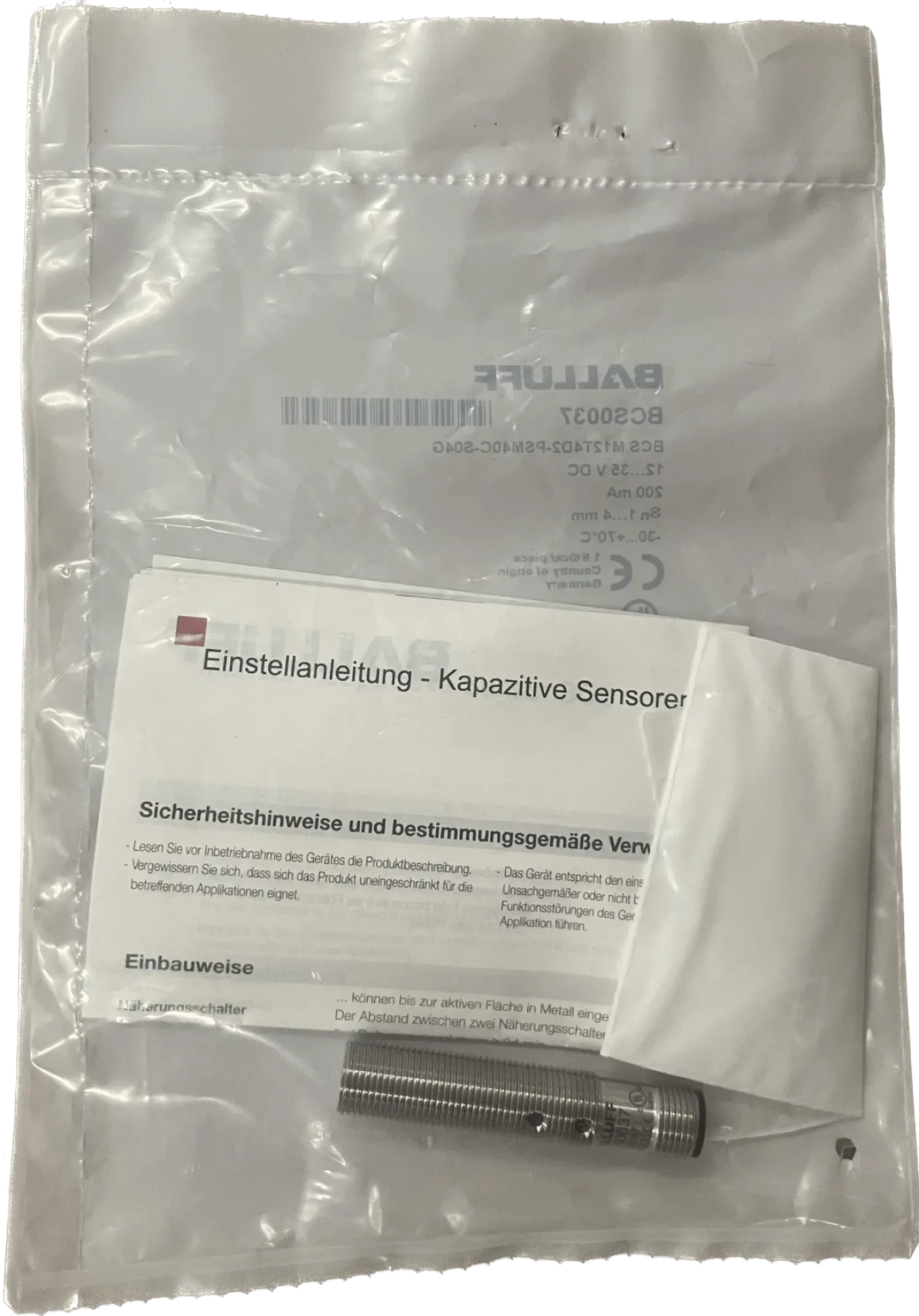 BALLUFF Kapazitive Sensoren zur Objekterkennung BCS M12T4D2-PSM40C-S04G - 1