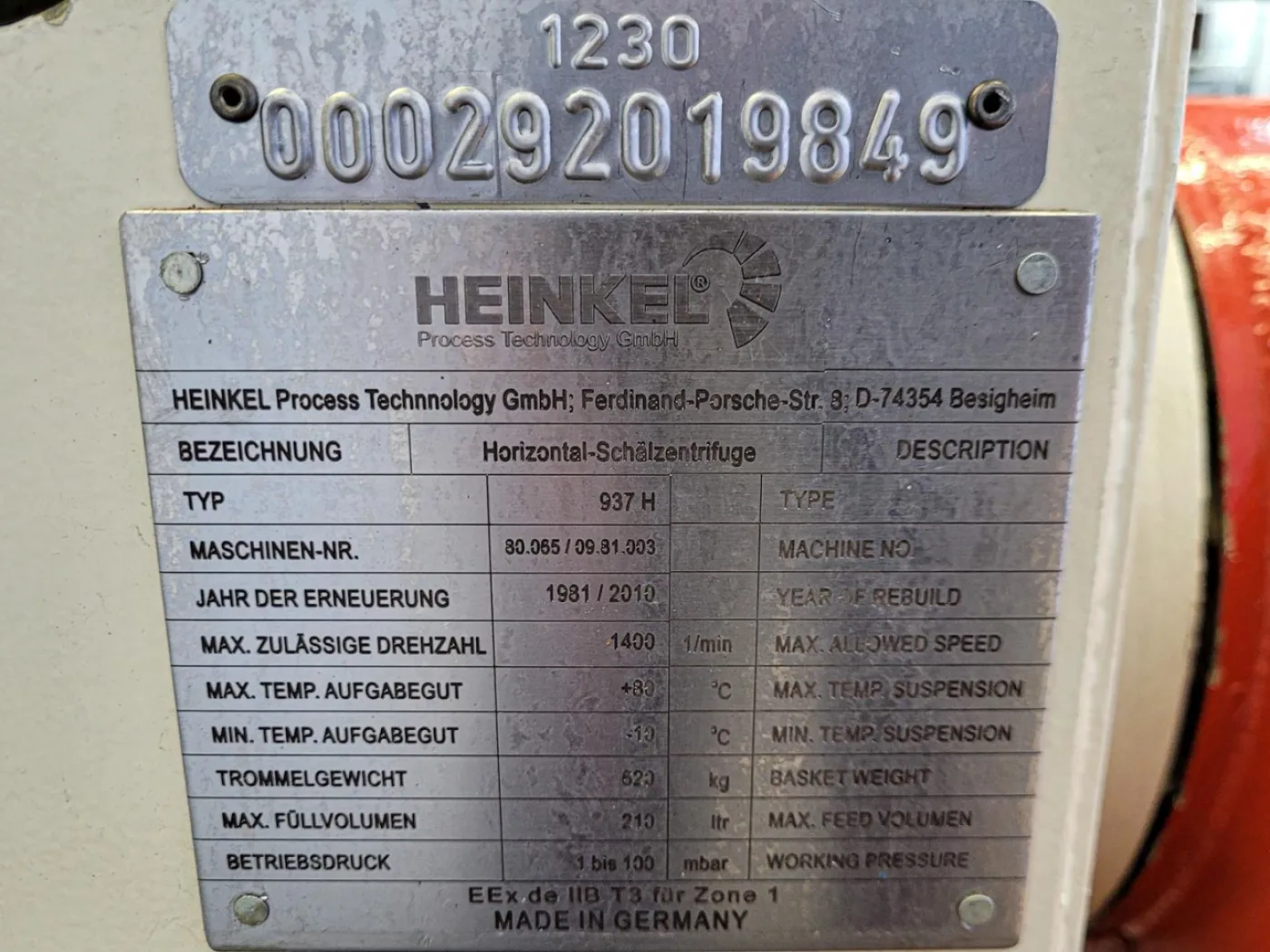 Ellerwerk 937 H - Hastelloy - Peeling centrifuge - 6
