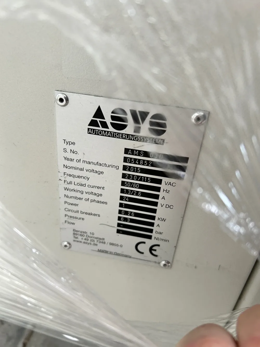 ASYS AMS03D line unloader, vintage 2015