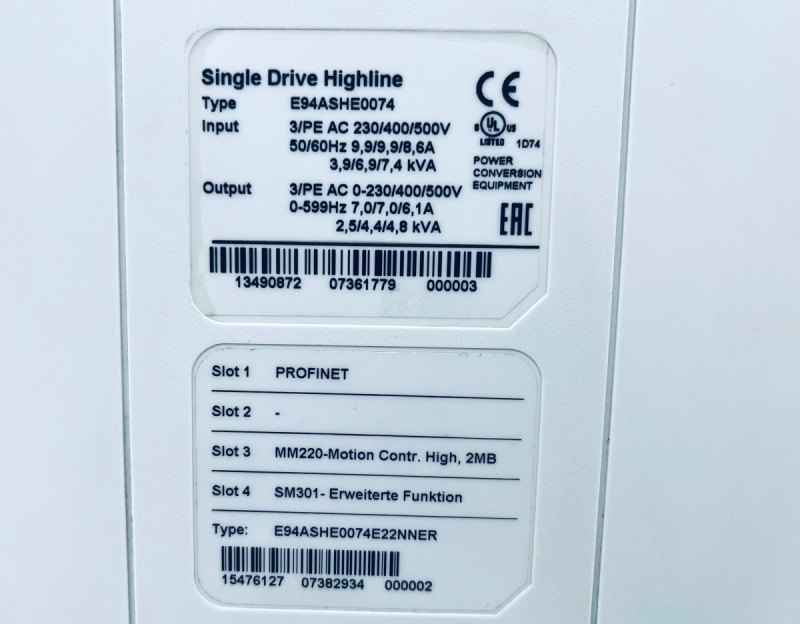Lenze Single Drive Highline Umrichter E94ASHE0074 mit Transformer
