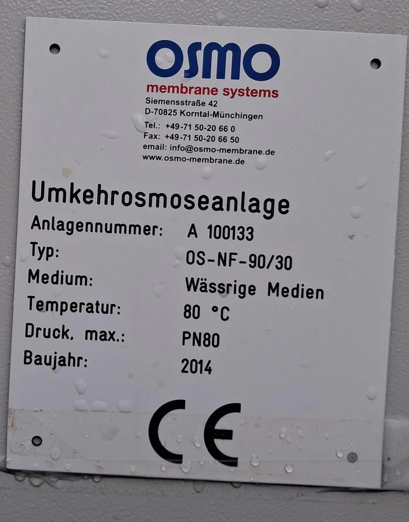 OSMO Membrane Systems ist als Skid-Modul - 8