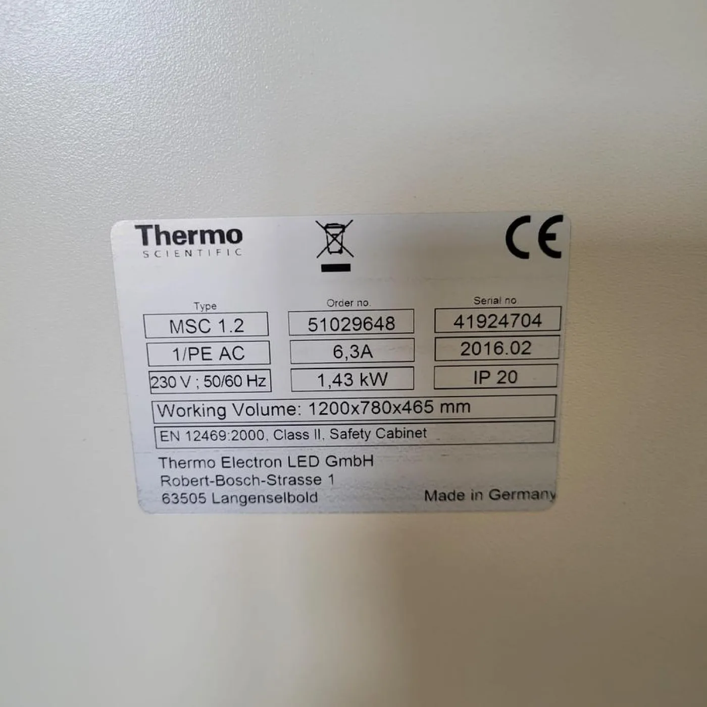 2016 Thermo Scientific MSC 1.2 Safety Cabinet Class 2 - 7