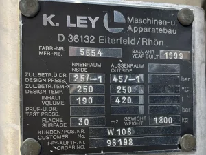 K.ley Eiterfeld U-tube Vertical Heat Exchanger — 30 m² 25 bar - Shell and tube heat exchanger