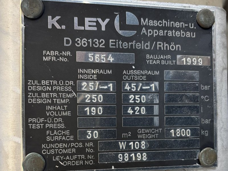 K.ley Eiterfeld U-tube Vertical Heat Exchanger — 30 m² 25 bar - Shell and tube heat exchanger
