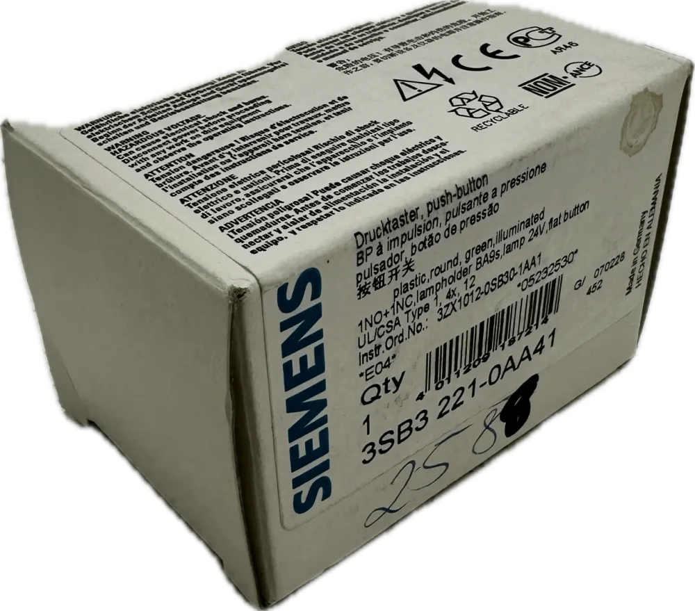 Siemens Leuchtdrucktaster, 22mm, Rund 3SB3221-0AA41