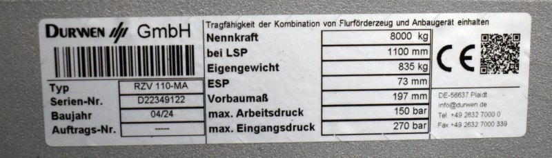 Zinkenverstellgerät Durwen RZV 110-MA (2024)