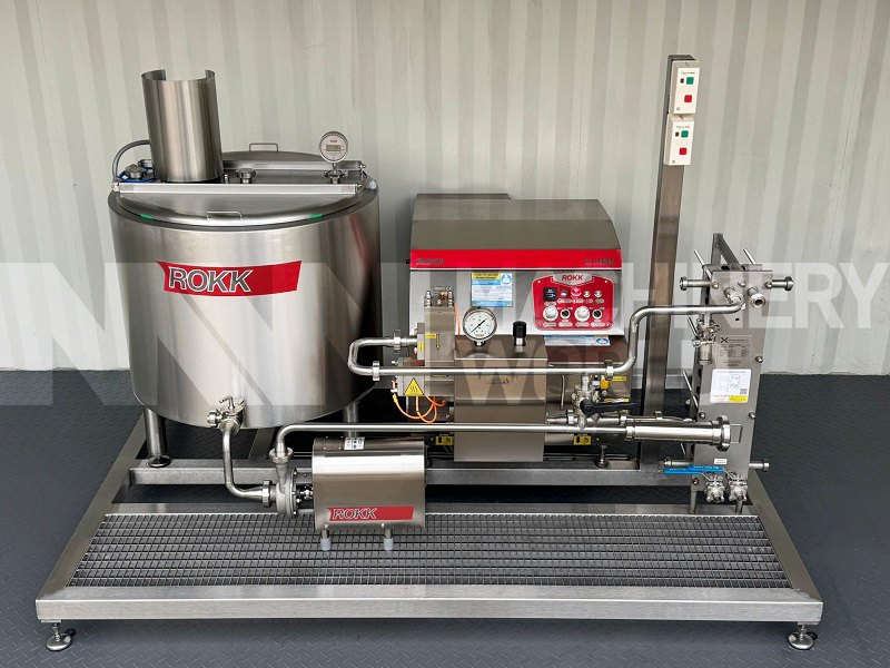 300 LPH ROKK Universal Mini Mixing Plant with 250 Bar Homogeniser, Jacketed Mix Tank &amp; Heat Exchanger - Ex-Demo &amp; Unused