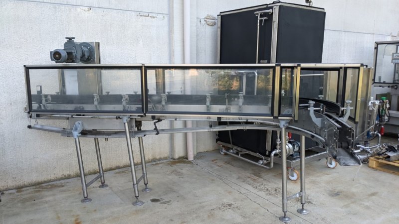 CONVEYOR BELT IN STAINLESS STEEL, BRAND ACMI, WITH SIDE PASSAGE, SECOND-HAND EQUIPMENT
