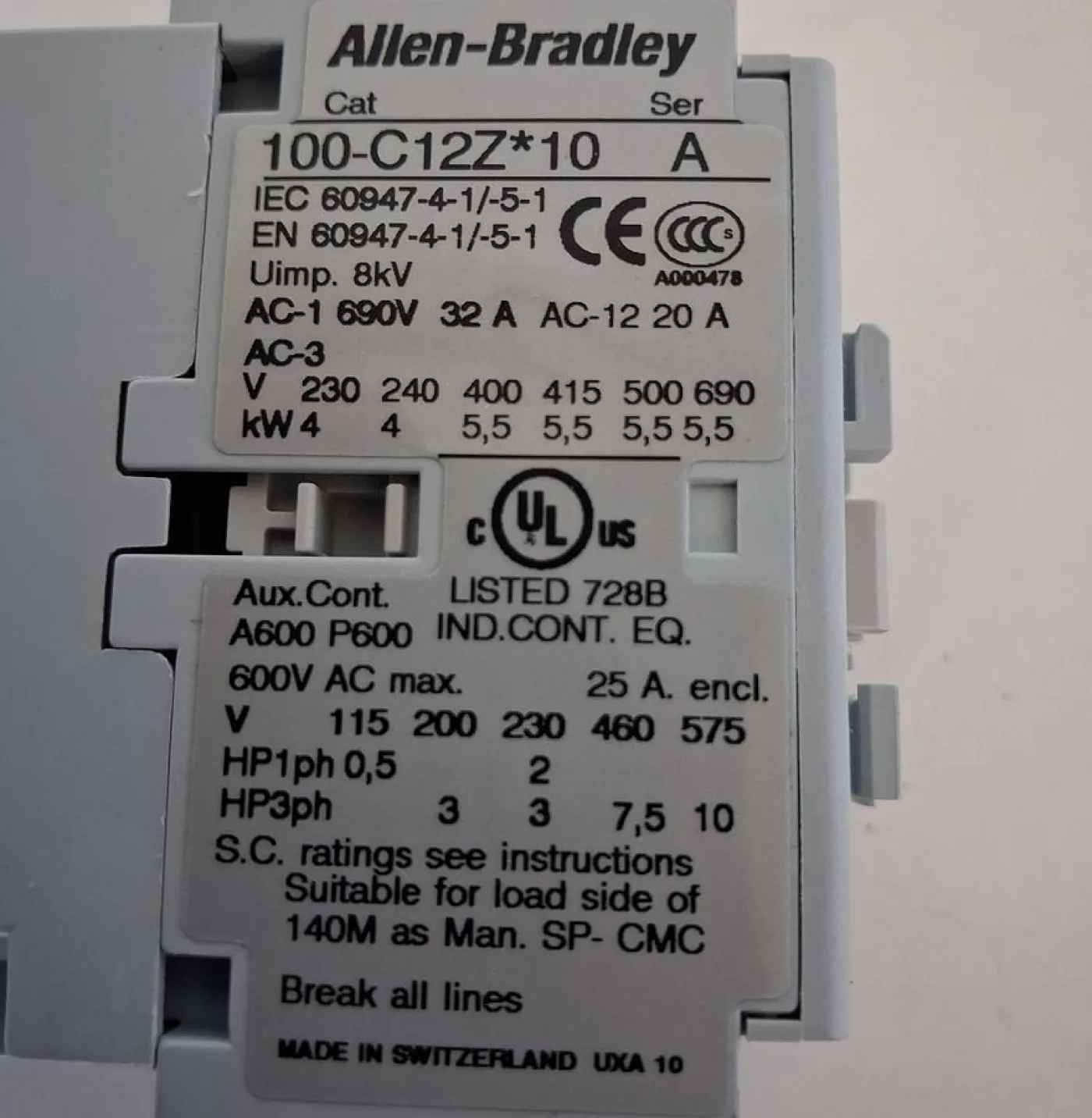 Allen-Bradley 100-C12Z*10 Contactor - 4