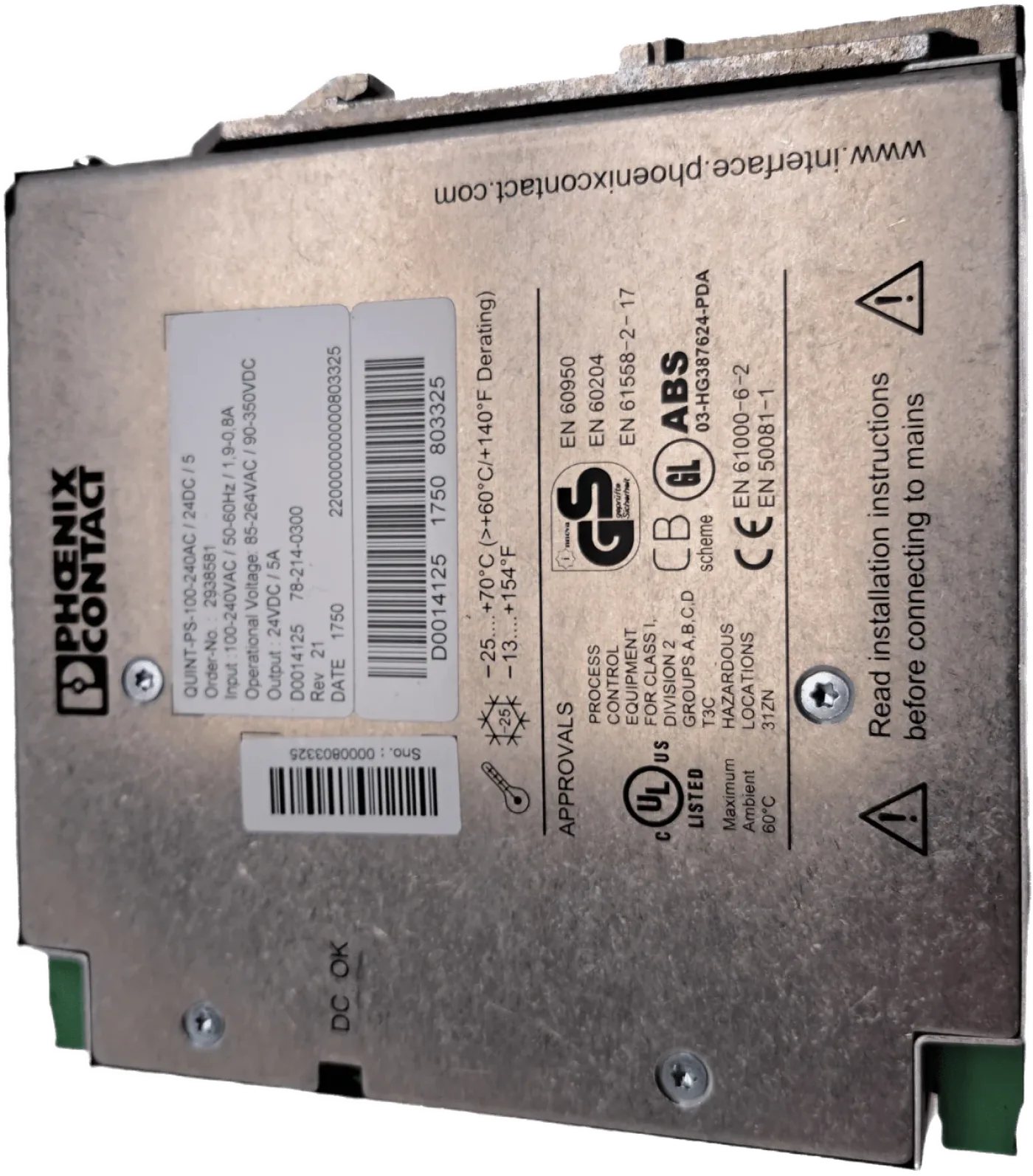 Phönix-Contact 2938581 Stromversorgung - QUINT-PS-100-240AC/24DC/ 5 - 2