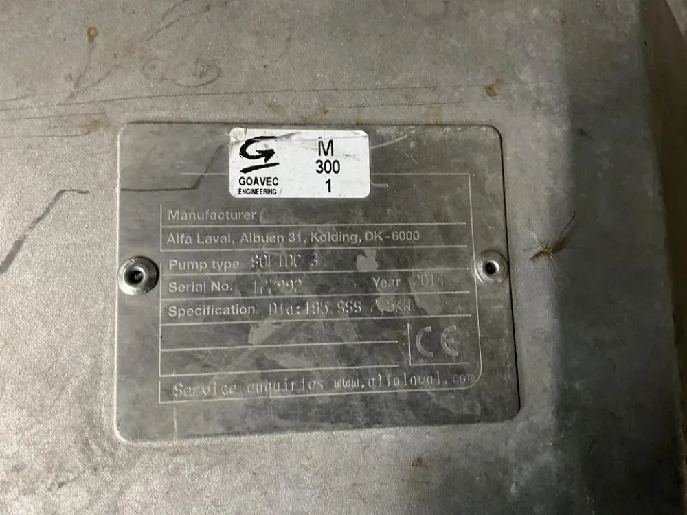 2014 Alfa Laval Alfa Laval SOLIDC-3 Stainless Steel Contact Parts Volute Centrifugal Pump