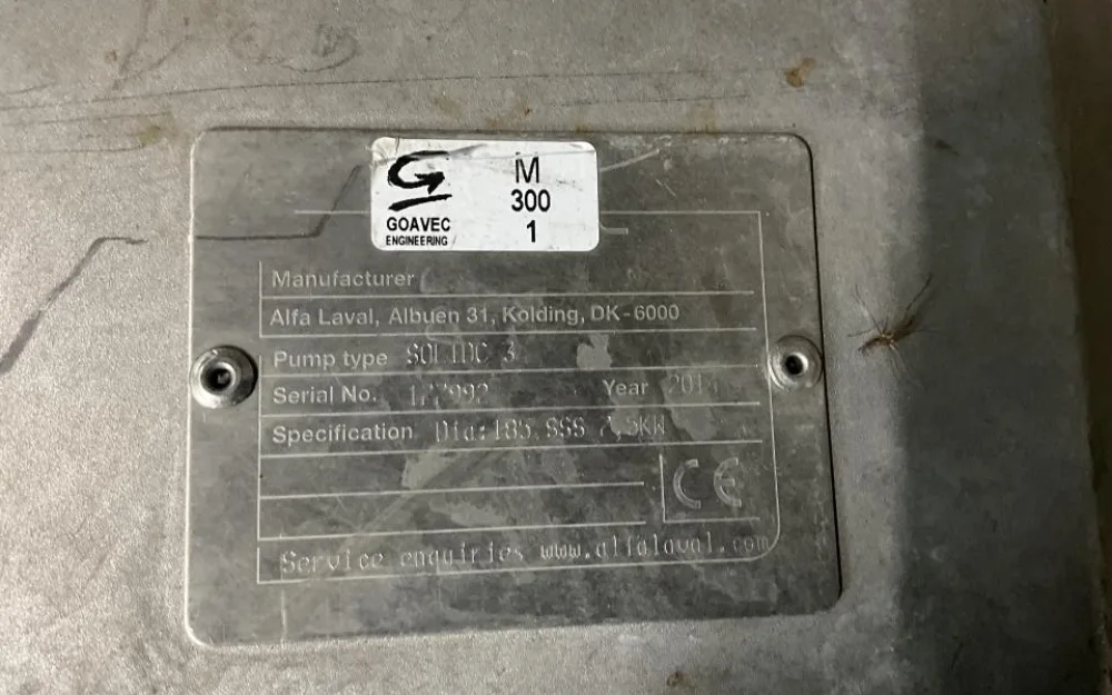 2014 Alfa Laval Alfa Laval SOLIDC-3 Stainless Steel Contact Parts Volute Centrifugal Pump