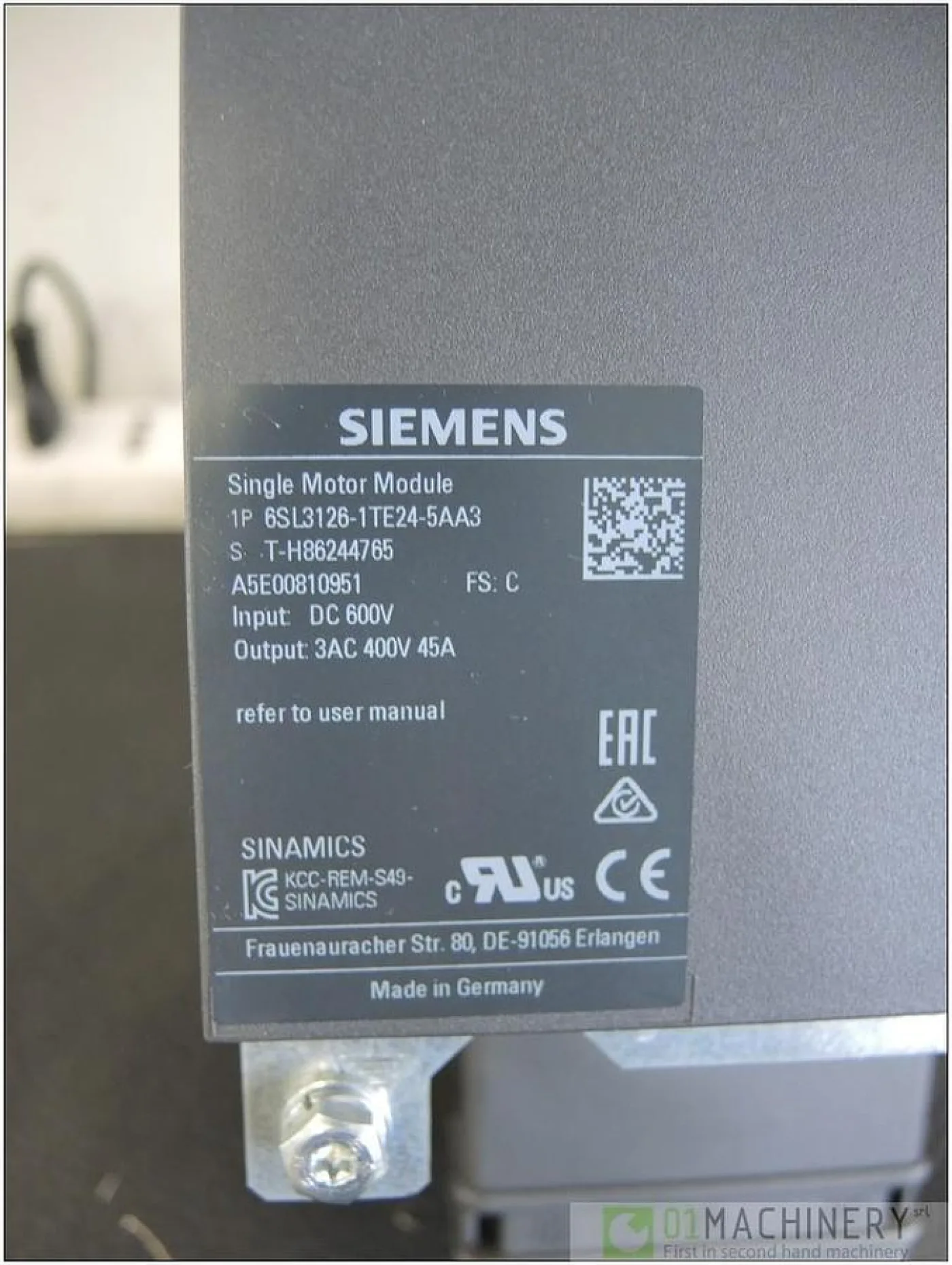 2009 SIEMENS 6SL3126-1TE24-5AA3 AI2538 - 2