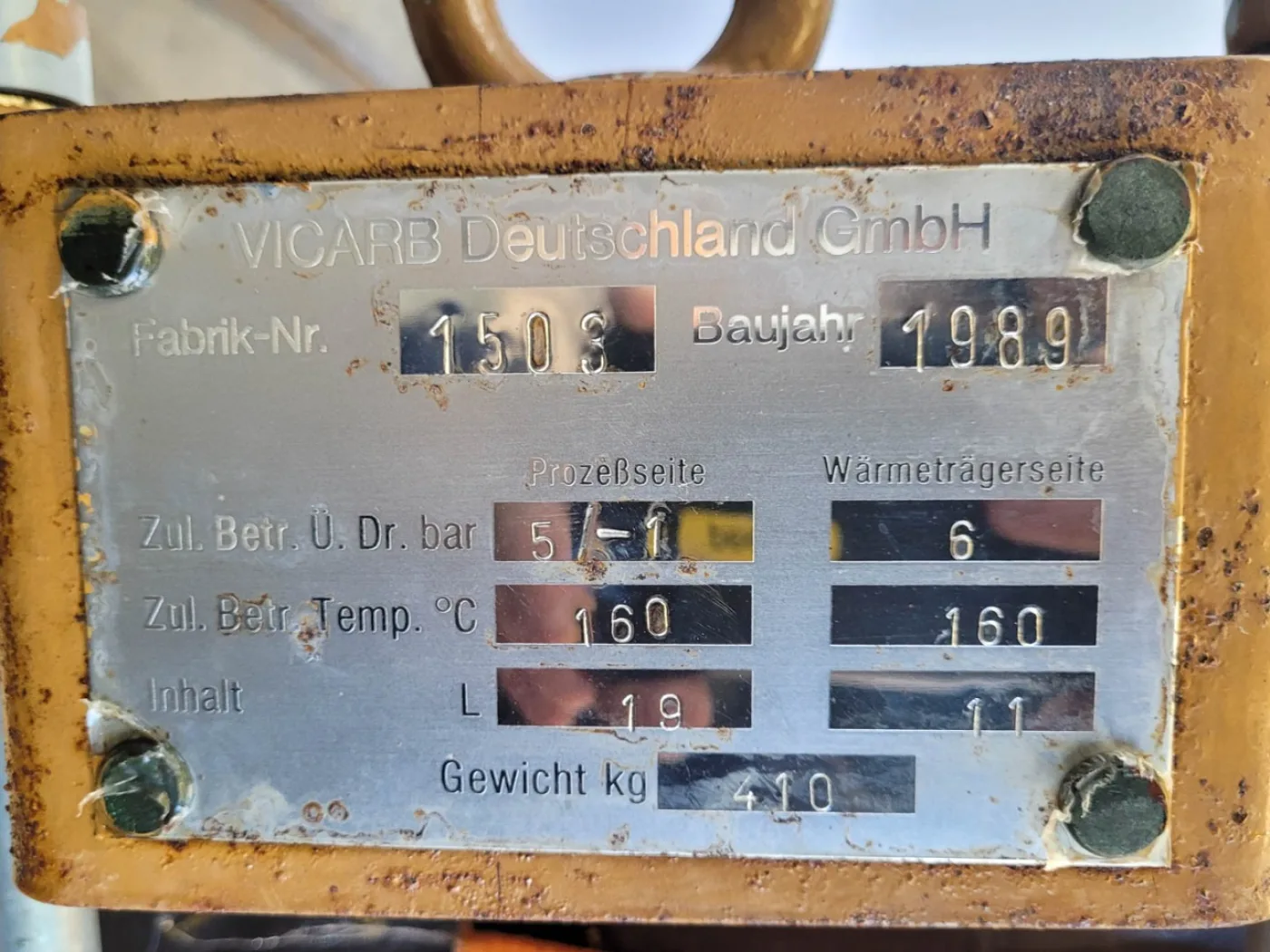 Vicarb Deutschland GmbH "Block Graphite" 2,9m² - Shell and tube heat exchanger - 8