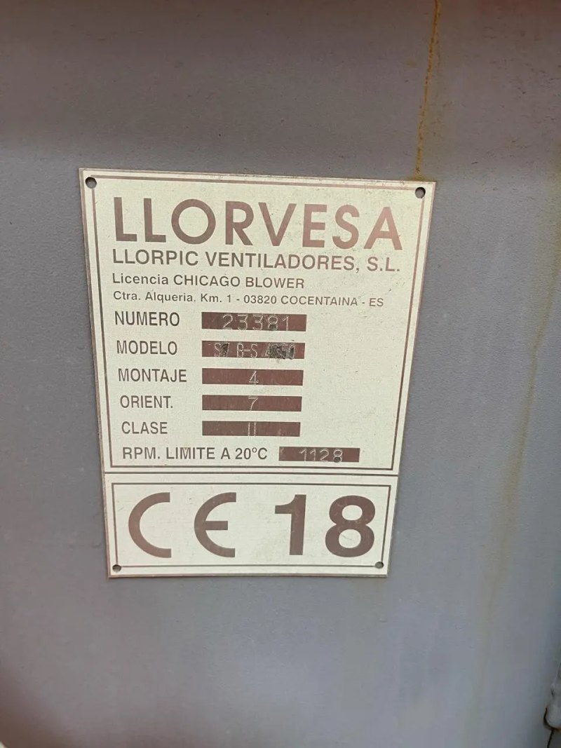 USED LLORVESA SV B-S 4450 CENTRIFUGAL FAN