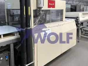 Überziehmaschine SOLLICH - Type TS-820, mit eingebauter Temperierung.
