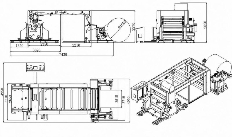 Roll slitting and rewinding machine