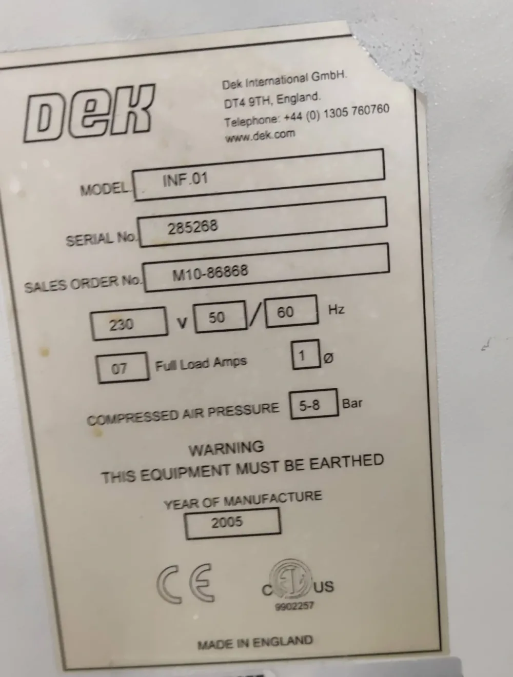 DEK INF.01, vintage 2005