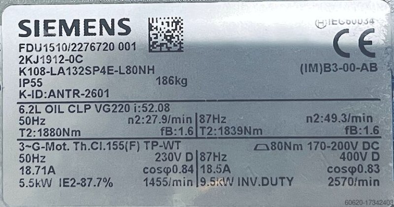 Siemens Getriebemotor FDU1510/2276720 001