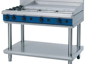 Blue Seal Evolution Cooktop 2 Open/1 Griddle Burner Natural Gas on Stand 1200mm G518A-LS/N - islandcatering