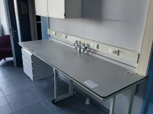 2057 - Used S+B Laboratory wall table (260 cm)