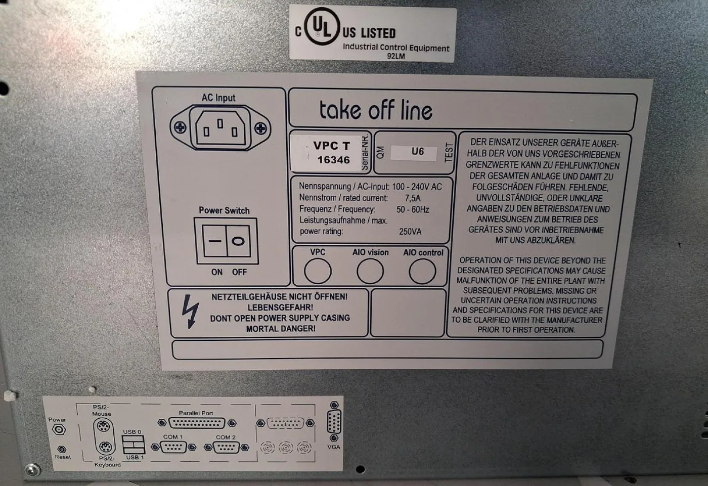 Lauer Systeme VPC take off line VTF215b.III.LAU Industrial Panel PC - 7