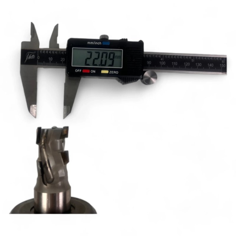 HSK 63 F Spannzangenfutter mit austauschbaren Spannzangen und DIA Fräser Ø 22 mm, L=34 mm, Z=3
