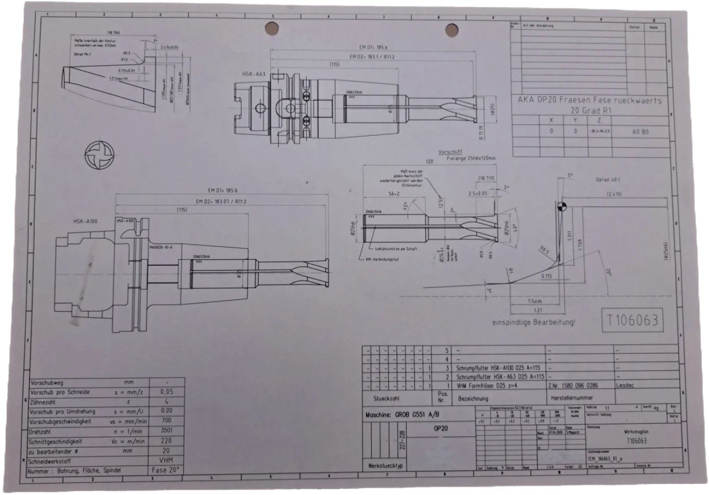 Komet / Leadec VHM Formfräser D25 z=4 - 1