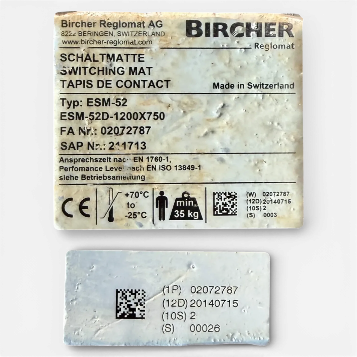 Bircher Reglomat Sicherheitsschaltmatte ESM-52D-1200×750 | Art.-Nr. 02072787 – WEEKE BP 155 CNC (switching mat, safety mat) - 3
