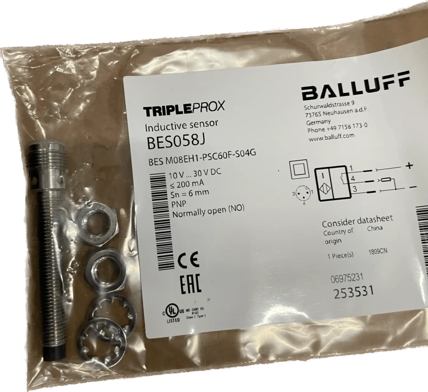 BALLUFF Induktive Standardsensoren mit Vorzugstypen BES M08EH1-PSC60F-S04G - 1