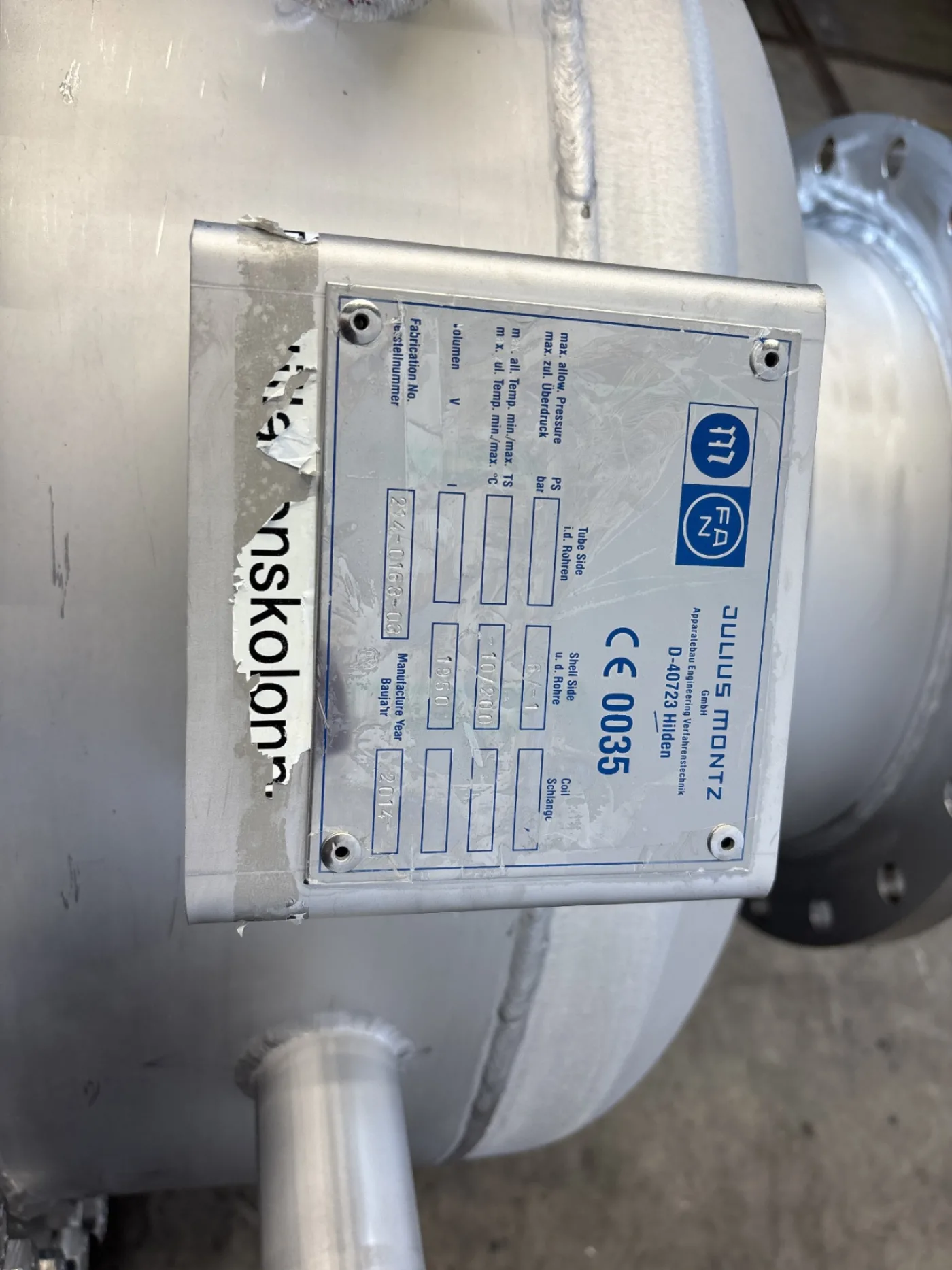 Julius Montz GmbH Hilden distillation column DN900 - Distillation - 2