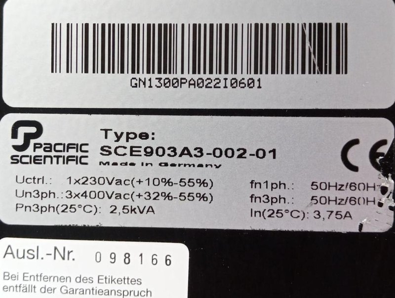 Pacific Scientific SCE903A3-002-01 Servo Drive Controller