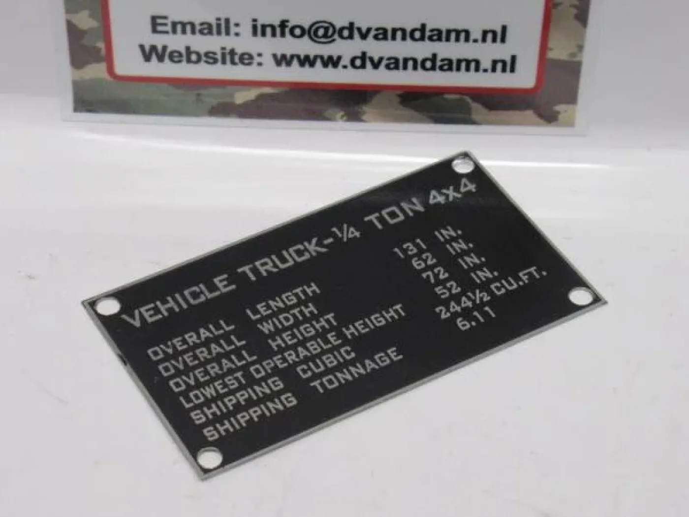 Data plate, shipping - 3