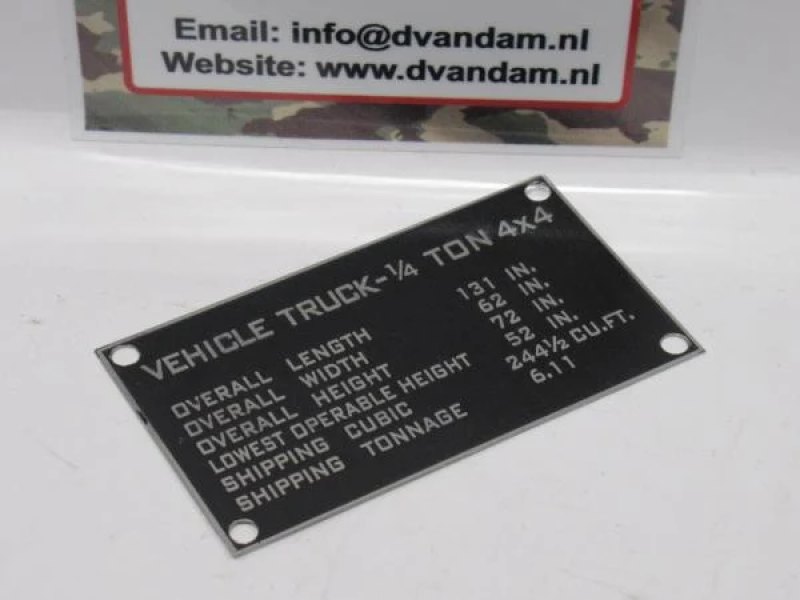 Data plate, shipping