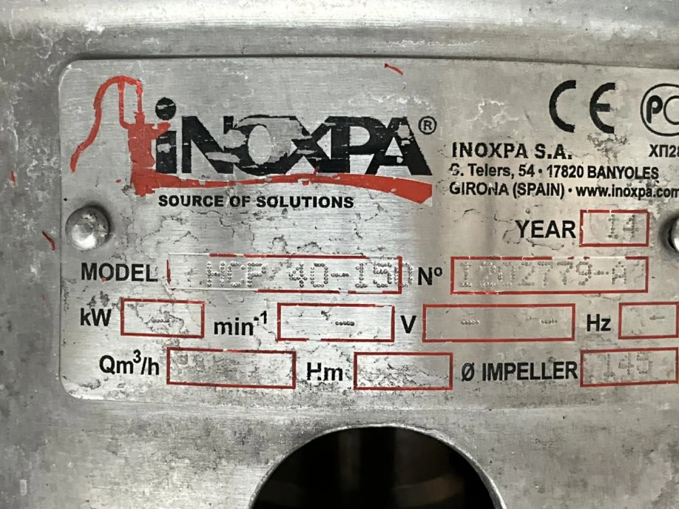2014 Inoxpa Inoxpa HCP 40-150 Stainless Steel Contact Parts Centrifugal Pump - Line 7 - 5